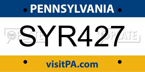 SYR427 Pennsylvania License Plate