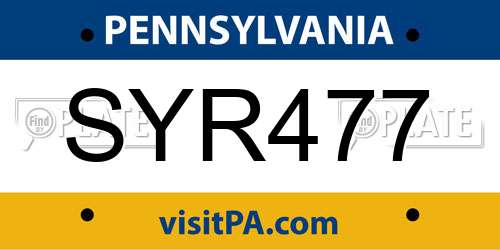 SYR477 Pennsylvania License Plate