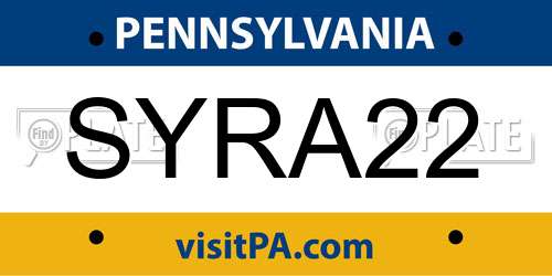 SYRA22 Pennsylvania License Plate