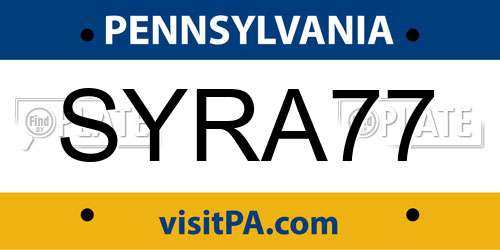 SYRA77 Pennsylvania License Plate