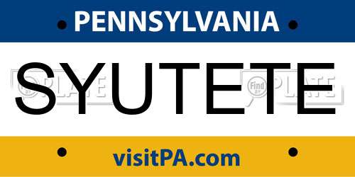 SYUTETE Pennsylvania License Plate