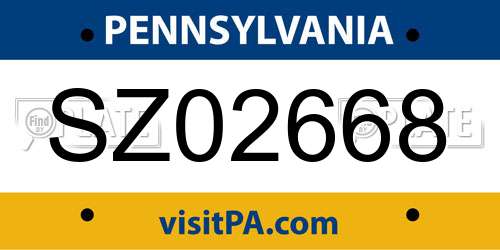 SZ02668 Pennsylvania License Plate