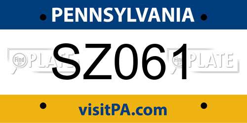 SZ061 Pennsylvania License Plate
