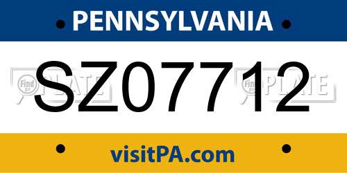 SZ07712 Pennsylvania License Plate