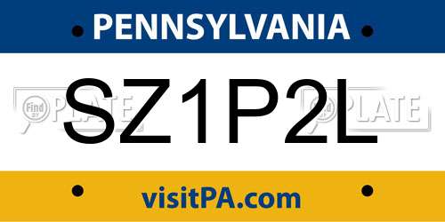 SZ1P2L Pennsylvania License Plate