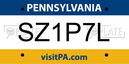 SZ1P7L Pennsylvania License Plate