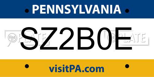 SZ2B0E Pennsylvania License Plate