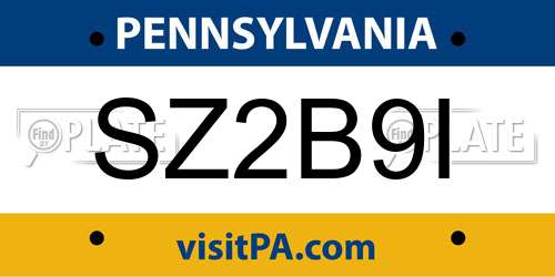 SZ2B9I Pennsylvania License Plate