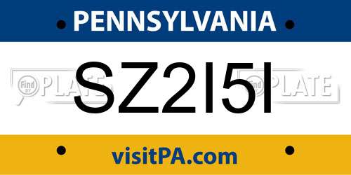 SZ2I5I Pennsylvania License Plate