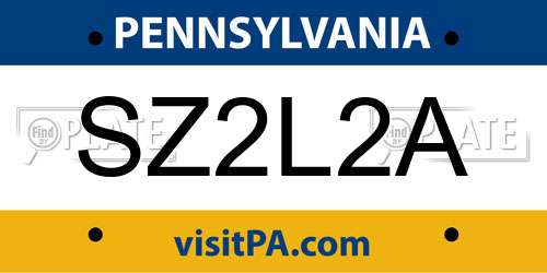 SZ2L2A Pennsylvania License Plate