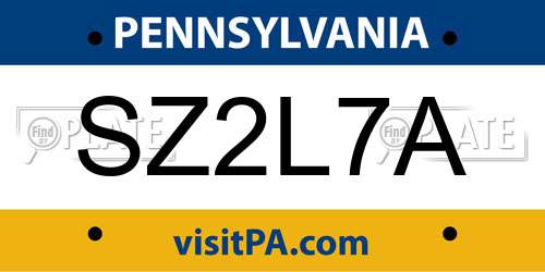 SZ2L7A Pennsylvania License Plate