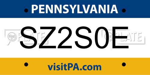 SZ2S0E Pennsylvania License Plate