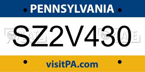 SZ2V430 Pennsylvania License Plate
