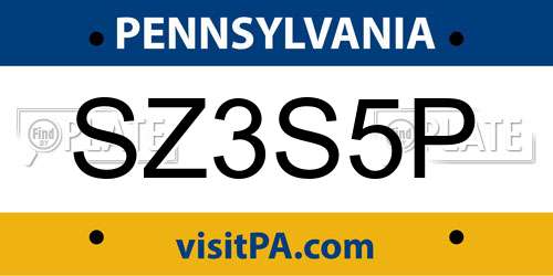 SZ3S5P Pennsylvania License Plate