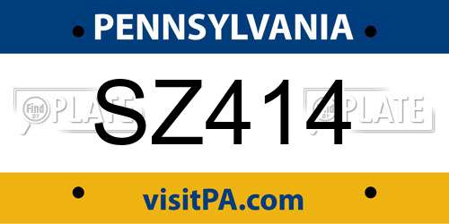 SZ414 Pennsylvania License Plate