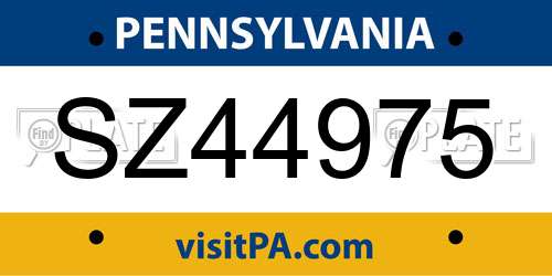 SZ44975 Pennsylvania License Plate