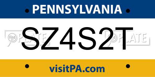 SZ4S2T Pennsylvania License Plate