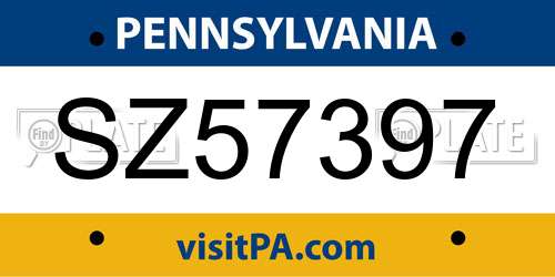 SZ57397 Pennsylvania License Plate