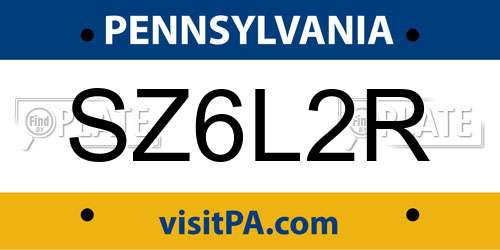 SZ6L2R Pennsylvania License Plate