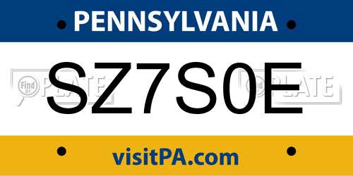 SZ7S0E Pennsylvania License Plate