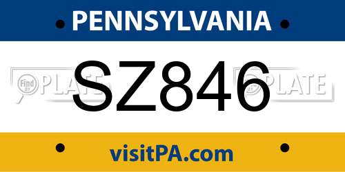 SZ846 Pennsylvania License Plate