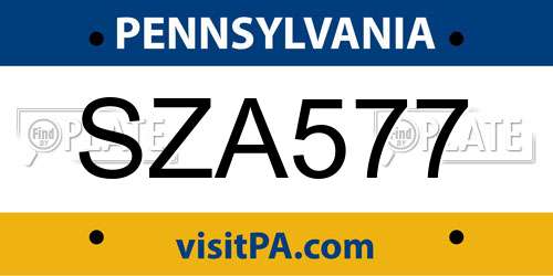 SZA577 Pennsylvania License Plate