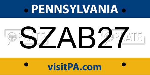 SZAB27 Pennsylvania License Plate