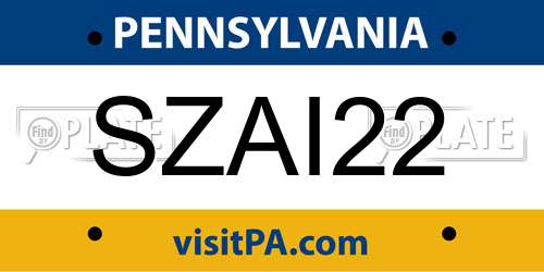 SZAI22 Pennsylvania License Plate