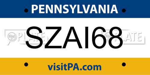 SZAI68 Pennsylvania License Plate