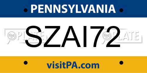 SZAI72 Pennsylvania License Plate