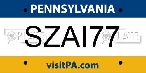 SZAI77 Pennsylvania License Plate