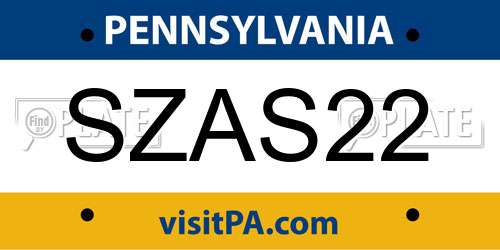 SZAS22 Pennsylvania License Plate