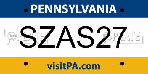 SZAS27 Pennsylvania License Plate