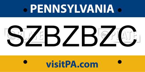 SZBZBZC Pennsylvania License Plate