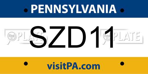 SZD11 Pennsylvania License Plate