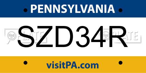 SZD34R Pennsylvania License Plate