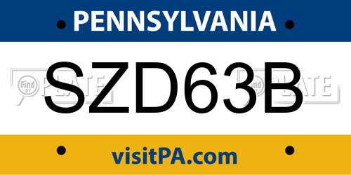 SZD63B Pennsylvania License Plate