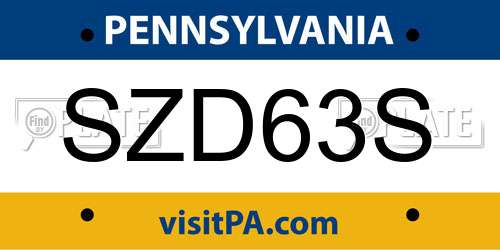 SZD63S Pennsylvania License Plate