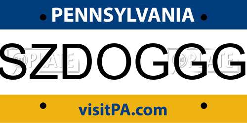 SZDOGGG Pennsylvania License Plate