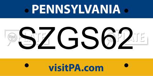 SZGS62 Pennsylvania License Plate
