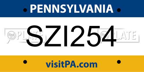 SZI254 Pennsylvania License Plate