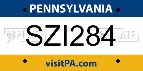 SZI284 Pennsylvania License Plate