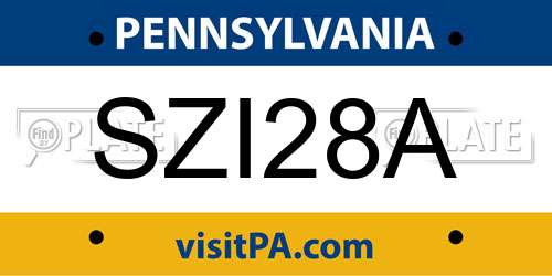SZI28A Pennsylvania License Plate