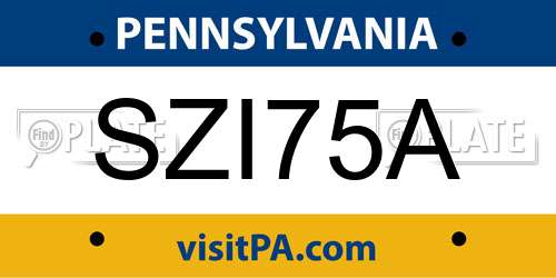 SZI75A Pennsylvania License Plate