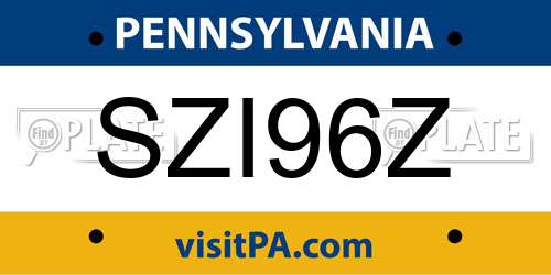 SZI96Z Pennsylvania License Plate