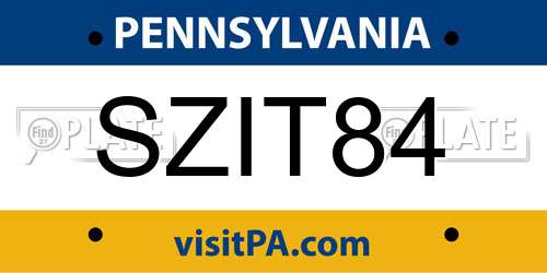 SZIT84 Pennsylvania License Plate