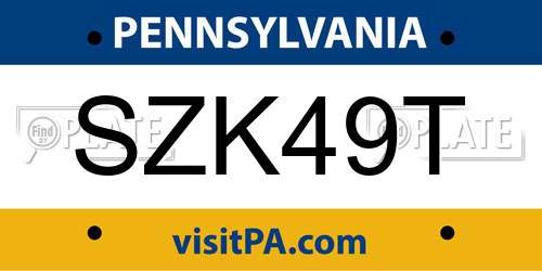 SZK49T Pennsylvania License Plate