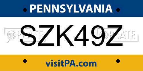 SZK49Z Pennsylvania License Plate