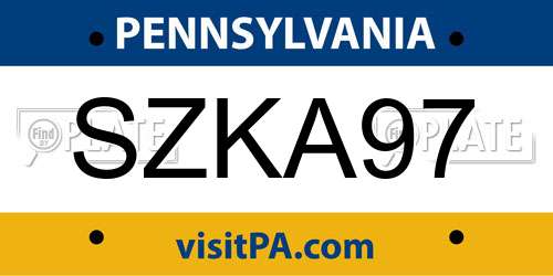 SZKA97 Pennsylvania License Plate