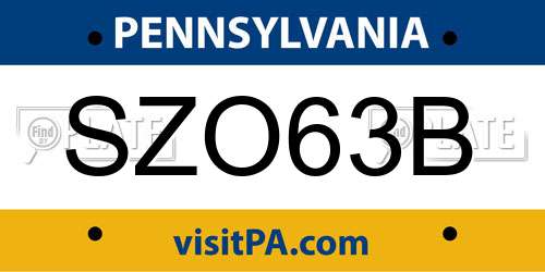 SZO63B Pennsylvania License Plate